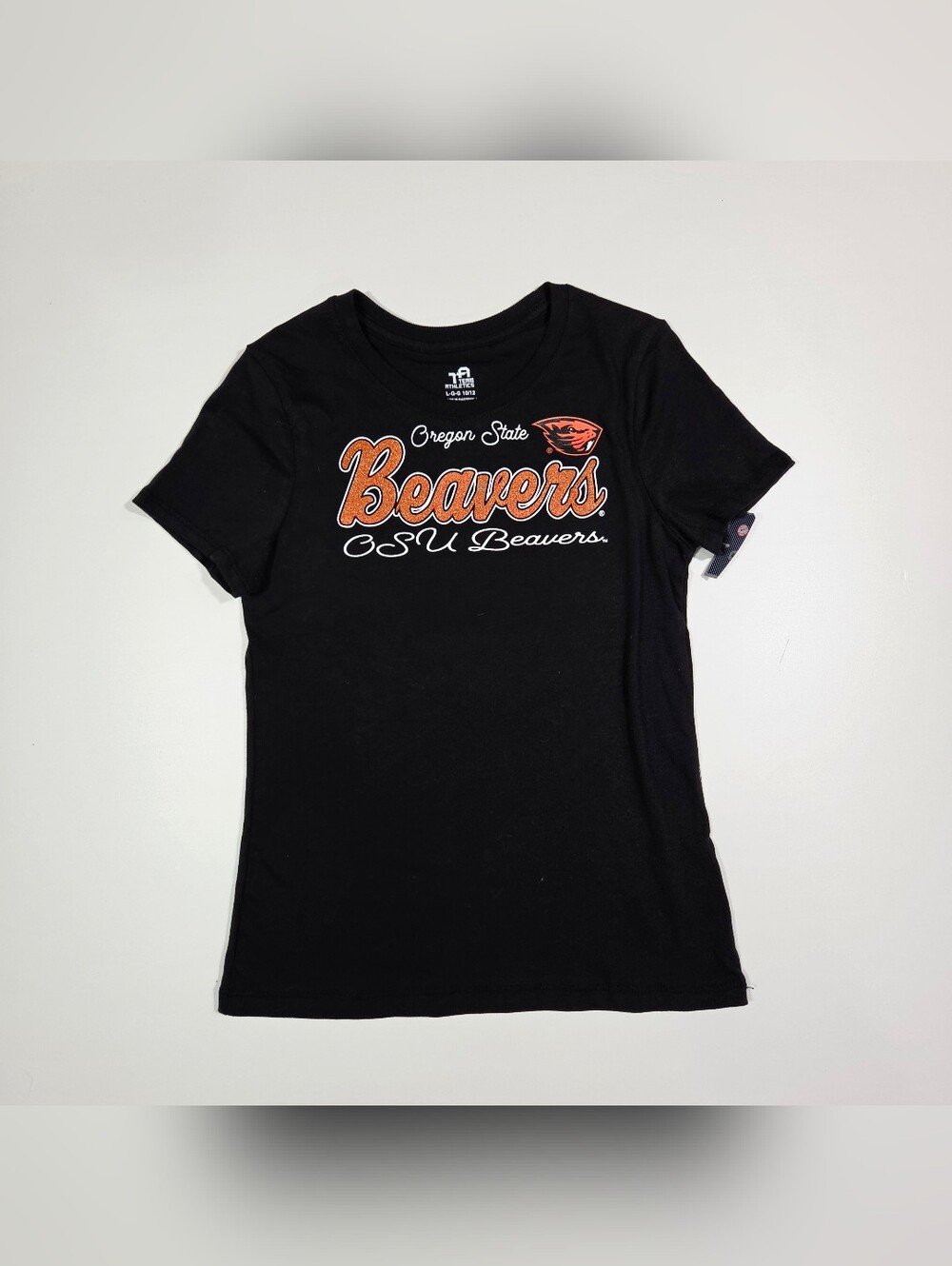 NCAA Oregon State Beavers Girls Size L 10/12 Short Sleeve Cotton T-Shirt Glitter